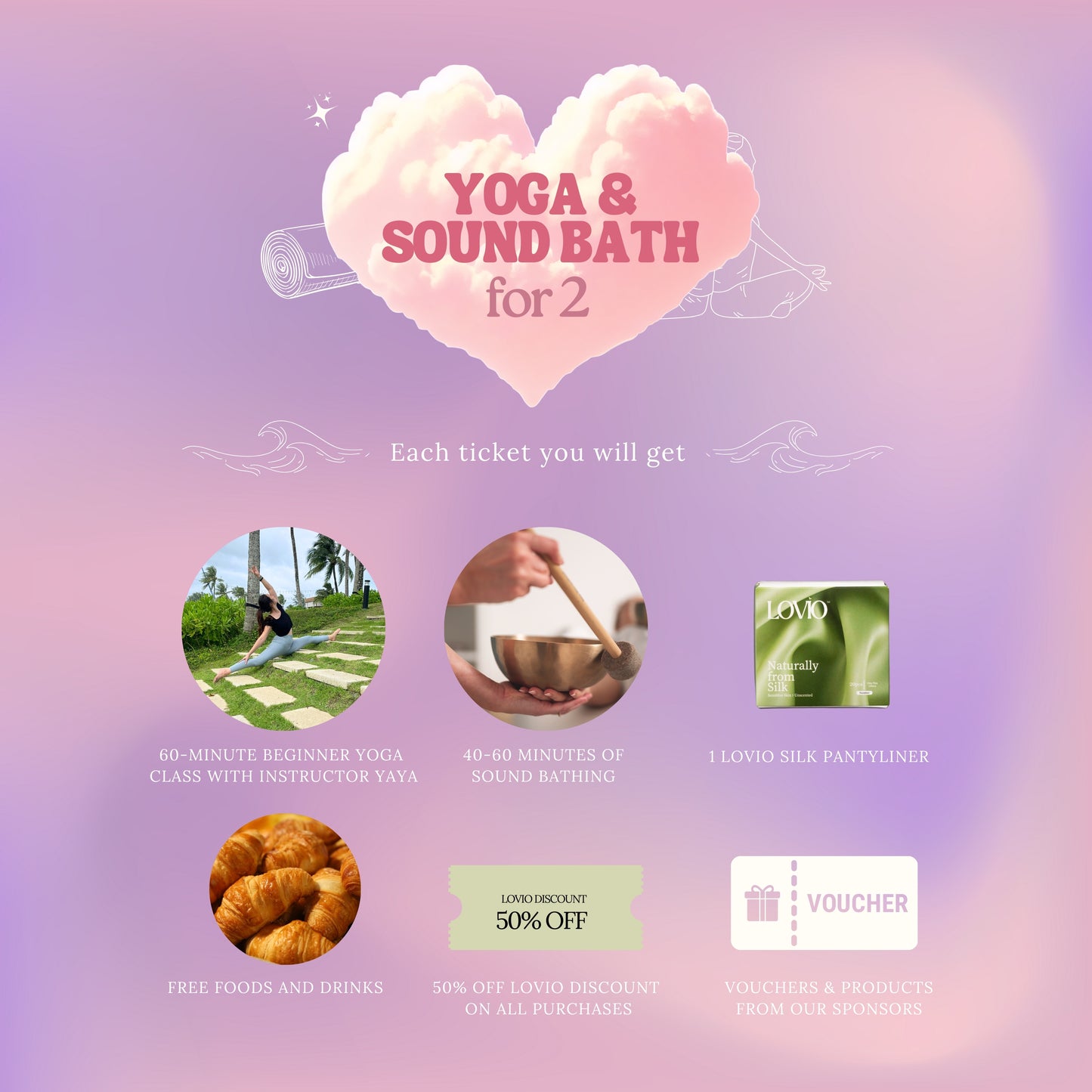 Lovio's Stronger Together: Yoga and Sound Bath for 2 at Kuari 21, KL